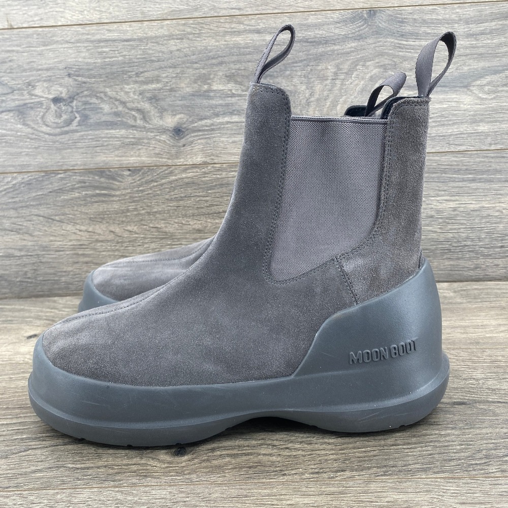 Moon Boot Luna Chelsea Suede Boots Anthracite Grey Platform EU 41 US 9.5 Womens